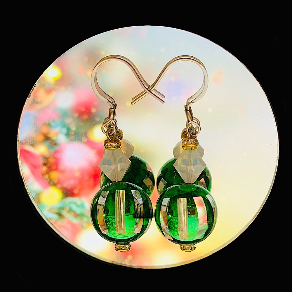 Christmas ornaments earrings w/ Swarovski crystal